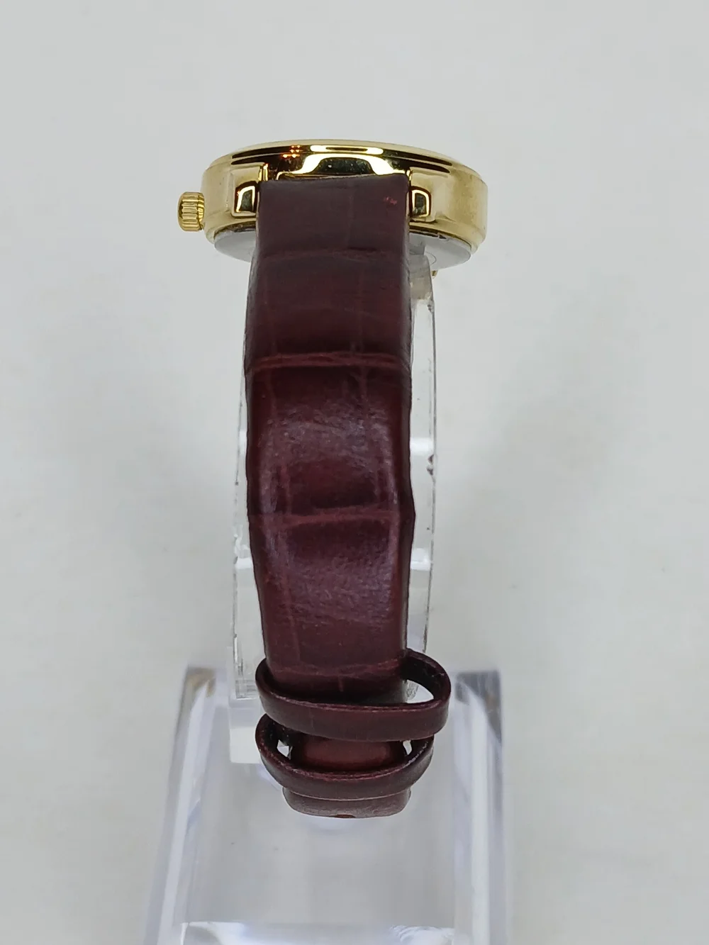 Timex Indiglo Womens Gold Tone MOP Dial Date Brown Leather Band Watch WR 30m